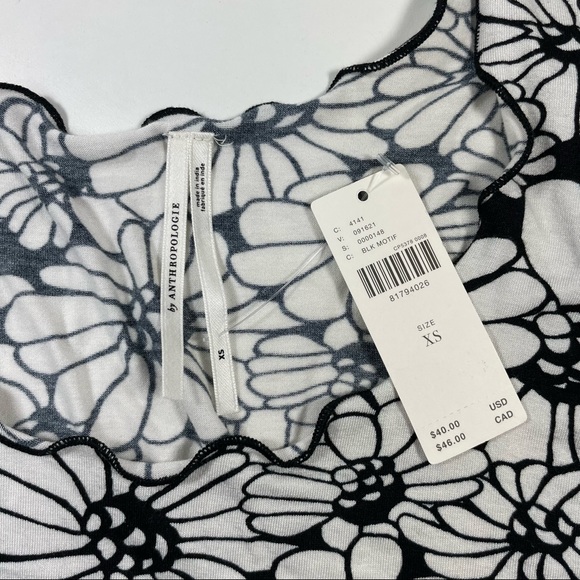 NWT Anthropologie black floral motifs crop tank size XS - Picture 2 of 6